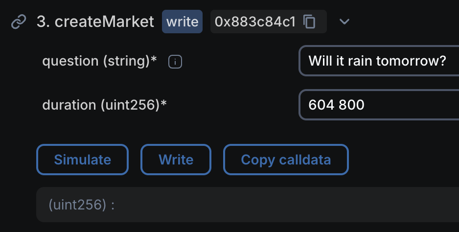 Setting the parameters for the function